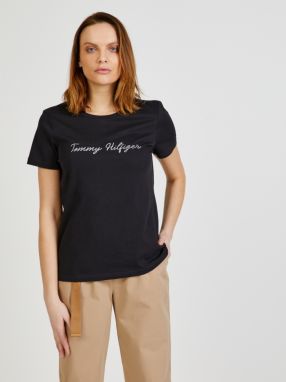 Čierne dámske tričko s potlačou Tommy Hilfiger