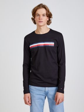 Čierne pánske tričko Tommy Hilfiger Sliced Bar