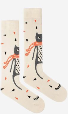 Krémové dámske vzorované ponožky Fusakle Frote vlcik tlcik