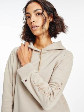 Béžová dámska mikina s kapucou Tommy Hilfiger Regular Script