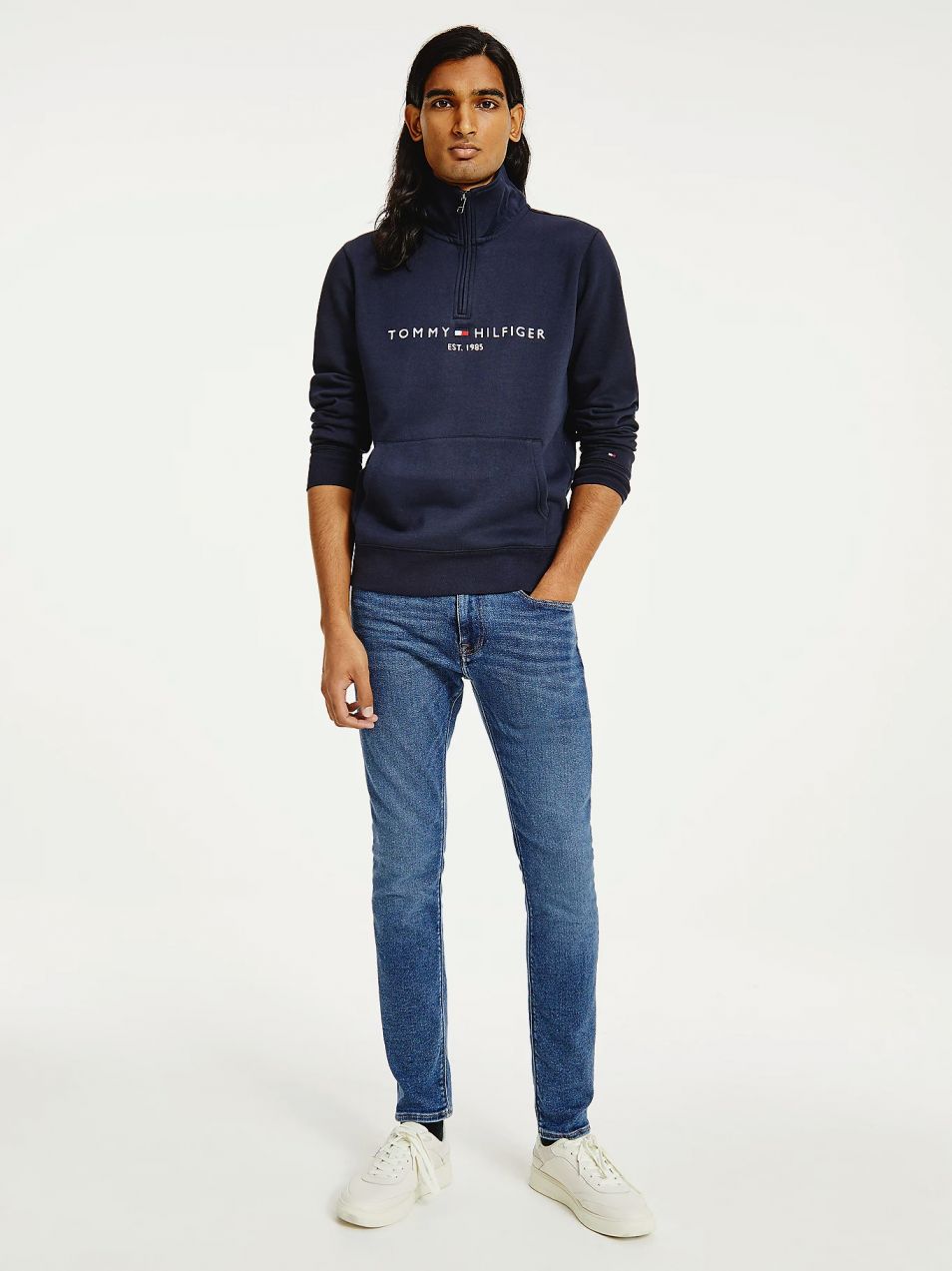Mikiny bez kapuce pre mužov Tommy Hilfiger - tmavomodrá, biela, červená