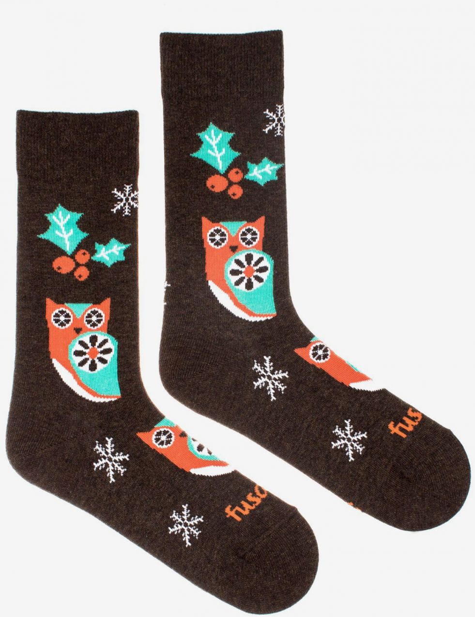 Hnedé dámske vzorované ponožky Fusakle night socks