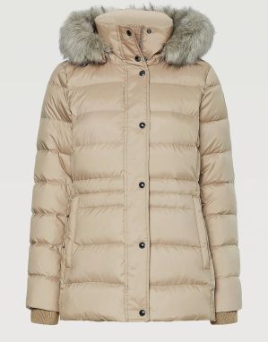 Béžová dámska páperová zimná bunda Tommy Hilfiger