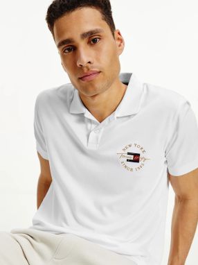 Tmavomodrá pánska polokošeľa Tommy Hilfiger Icon Logo Interlock