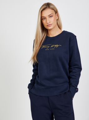 Tmavomodrá dámska mikina Tommy Hilfiger Reg Fleece Gold Script