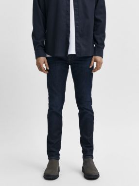 Tmavomodré pánske slim fit rifle Selected Homme Slim-Leon