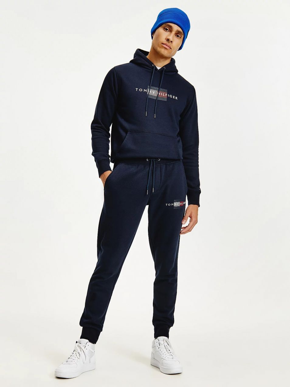 Tmavomodré pánske tepláky Tommy Hilfiger Lines Sweatpant