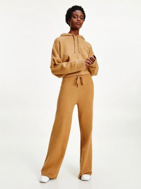 Hnedé dámske voľné tepláky Tommy Hilfiger Flex Wide Leg Pant