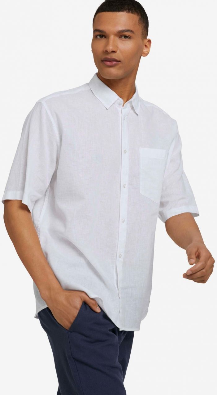Košele s krátkym rukávom pre mužov Tom Tailor Denim - biela