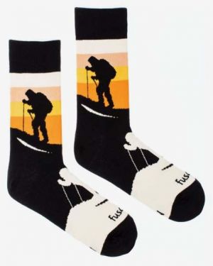 Bielo-čierne pánske ponožky s motívom Fusakle Na túre