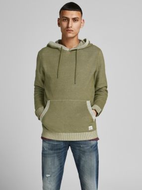 Mikiny s kapucou pre mužov Jack & Jones - zelená