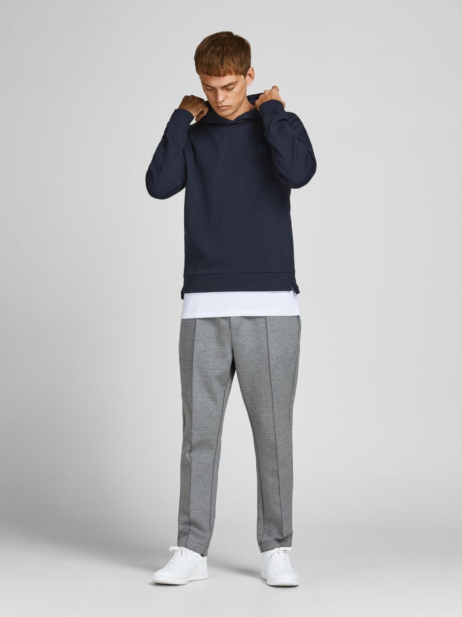 Mikiny s kapucou pre mužov Jack & Jones - tmavomodrá