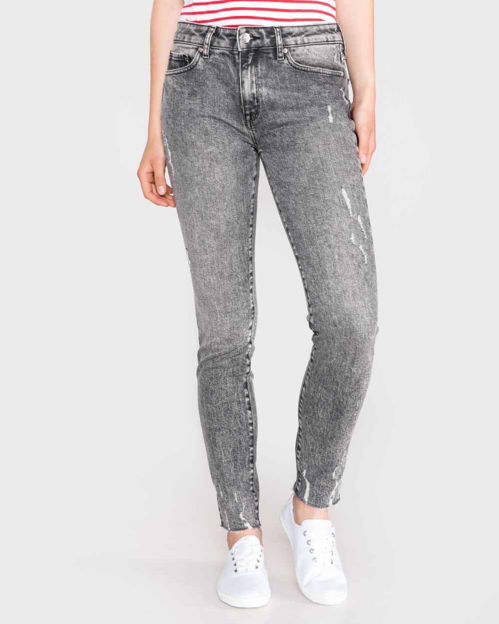 Slim fit pre ženy Tommy Hilfiger - sivá