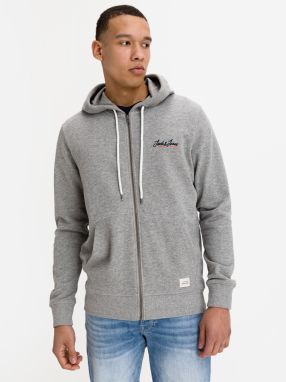 Mikiny s kapucou pre mužov Jack & Jones - sivá