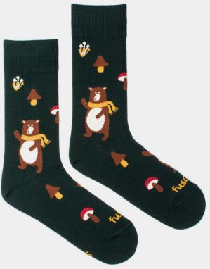 Tmavozelené vzorované ponožky Fusakle Medvěd