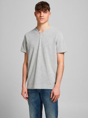 Šedé tričko s gombíkmi Jack & Jones Alfredo