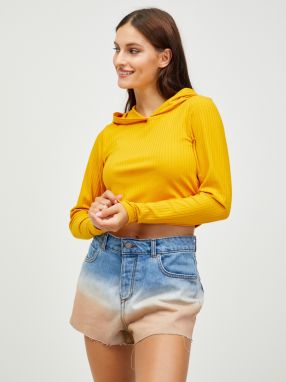 Žltý crop top s kapucou Noisy May Livia