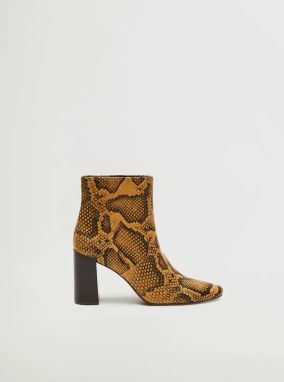 Hnedé členkové topánky s hadím vzorom Mango Caleo
