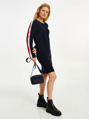 Tmavomodré dámske šaty Tommy Hilfiger Global Stripe Open Knee Dress