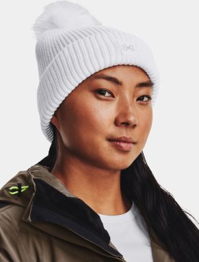 Biela dámska čiapka Under Armour UA Halftime Ribbed Pom Cap
