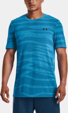 Modré pánske športové tričko Under Armour UA Seamless Wave SS so vzorom