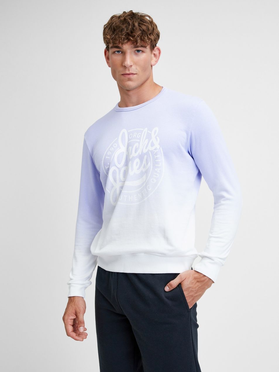 Bielo-fialová vzorovaná mikina Jack & Jones Tarif