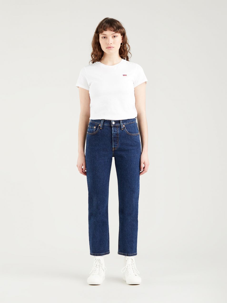 Tmavomodré dámske skrátené straight fit rifle Levi's®
