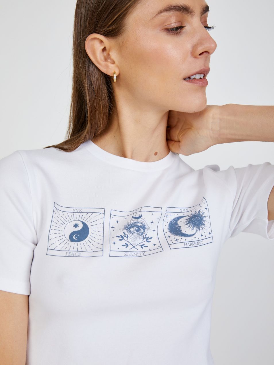 Biely crop top s potlačou TALLY WEiJL