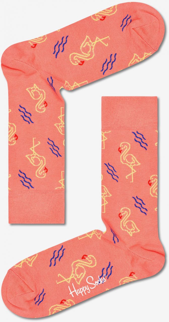 Ružové vzorované ponožky Happy Socks Flamingo