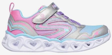 Dievčenské tenisky Skechers v ružovej a striebornej farbe