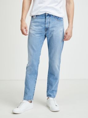 Svetlomodré pánske džínsy slim fit s roztrhaným efektom Diesel Mharky