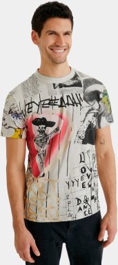 Desigual sivé pánske tričko Mexican Skull