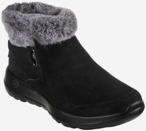 Čierne dámske zimné členkové topánky Skechers v semišovom prevedení