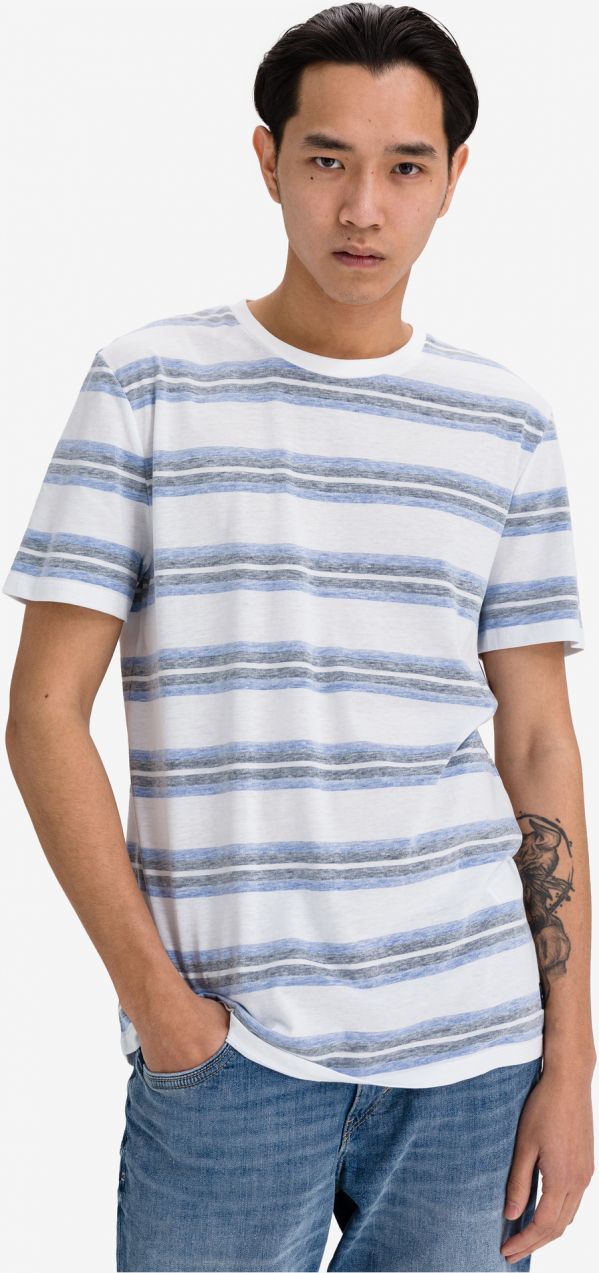 Tričká s krátkym rukávom pre mužov Tom Tailor Denim - modrá, biela