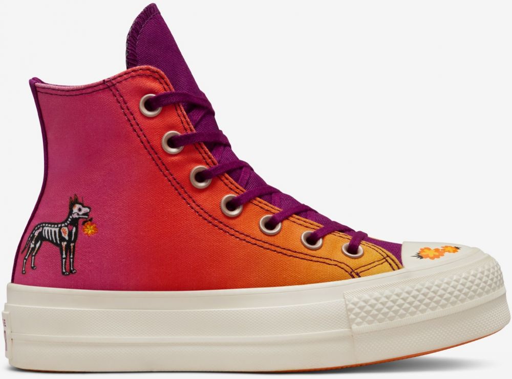 Oranžovo-ružové dámske členkové tenisky Converse Chuck Taylor All Star Lift