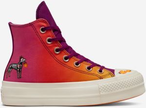 Oranžovo-ružové dámske členkové tenisky Converse Chuck Taylor All Star Lift