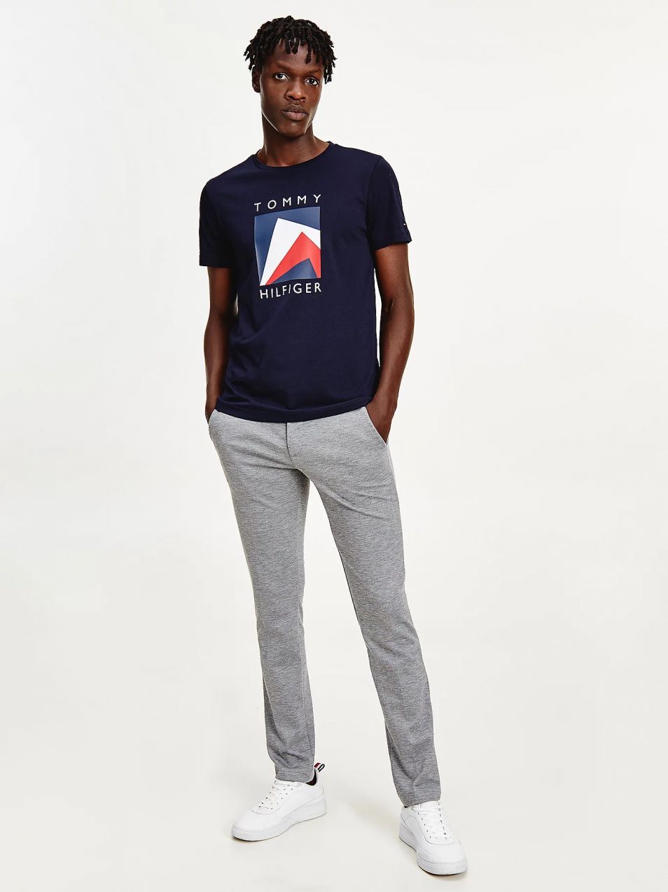 Tmavomodré pánske tričko s potlačou Tommy Hilfiger Corp Apex Tee