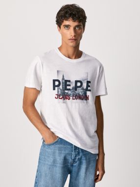 Tričká s krátkym rukávom pre mužov Pepe Jeans - biela