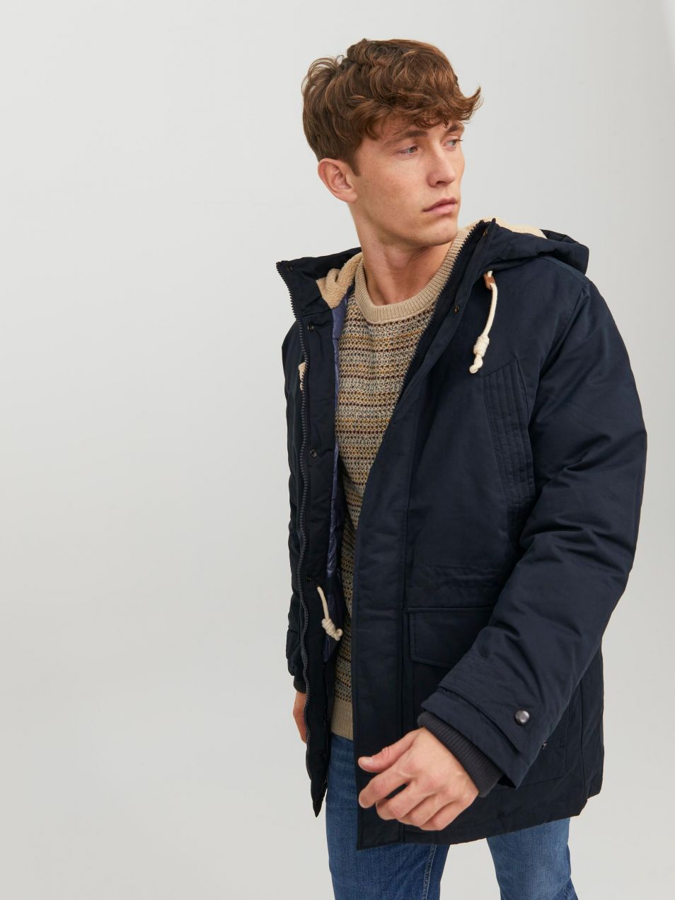 Zimné bundy pre mužov Jack & Jones - tmavomodrá