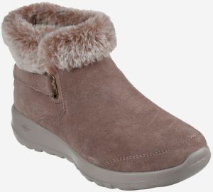 Hnedé dámske zimné členkové topánky Skechers v semišovom prevedení