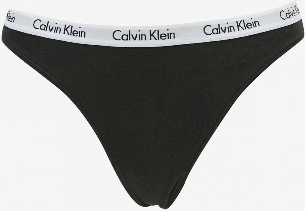 Calvin Klein čierne tangá s bielou gumou Thong Strings