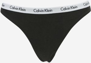 Calvin Klein čierne tangá s bielou gumou Thong Strings
