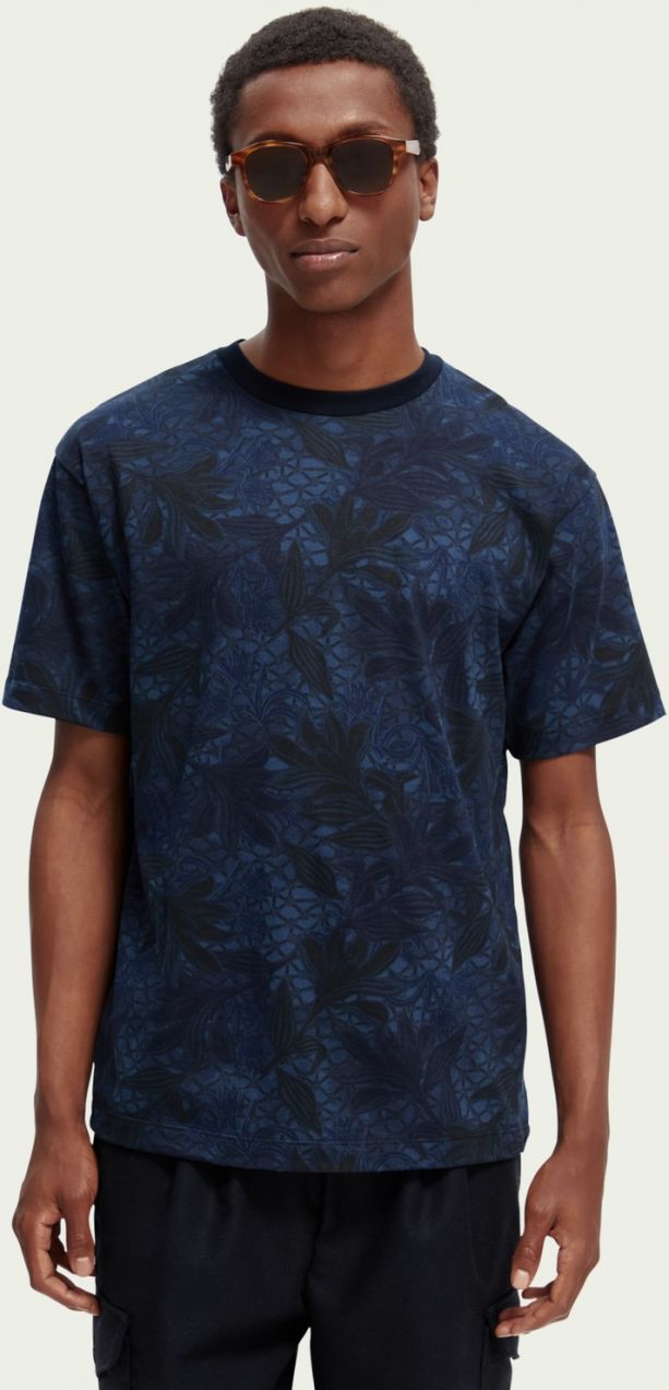 Tmavomodré pánske vzorované tričko Scotch & Soda