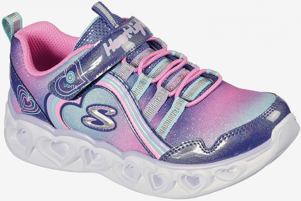 Modro-ružové dievčenské tenisky so svietiacou podrážkou Skechers
