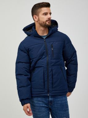 Tmavomodrá prešívaná zimná bunda s kapucňou Jack & Jones Otto