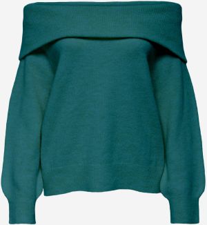 Dámsky petrolejový sveter s odhalenými ramenami JDY Inge