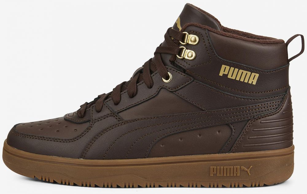 Tmavohnedé kožené členkové tenisky Puma Rebound Rugged