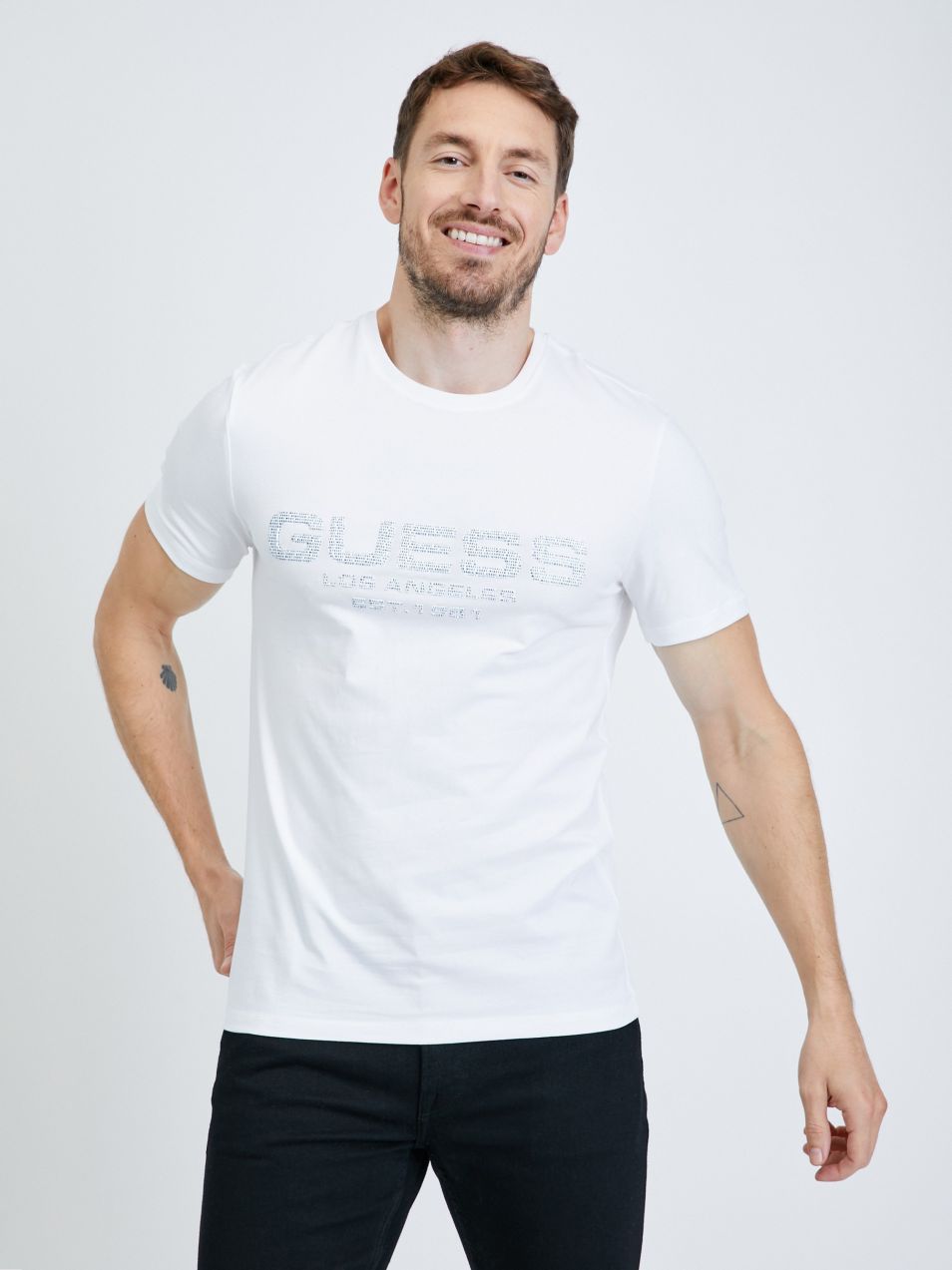Tričká s krátkym rukávom pre mužov Guess - biela