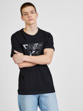 Tričká s krátkym rukávom pre mužov Guess - čierna