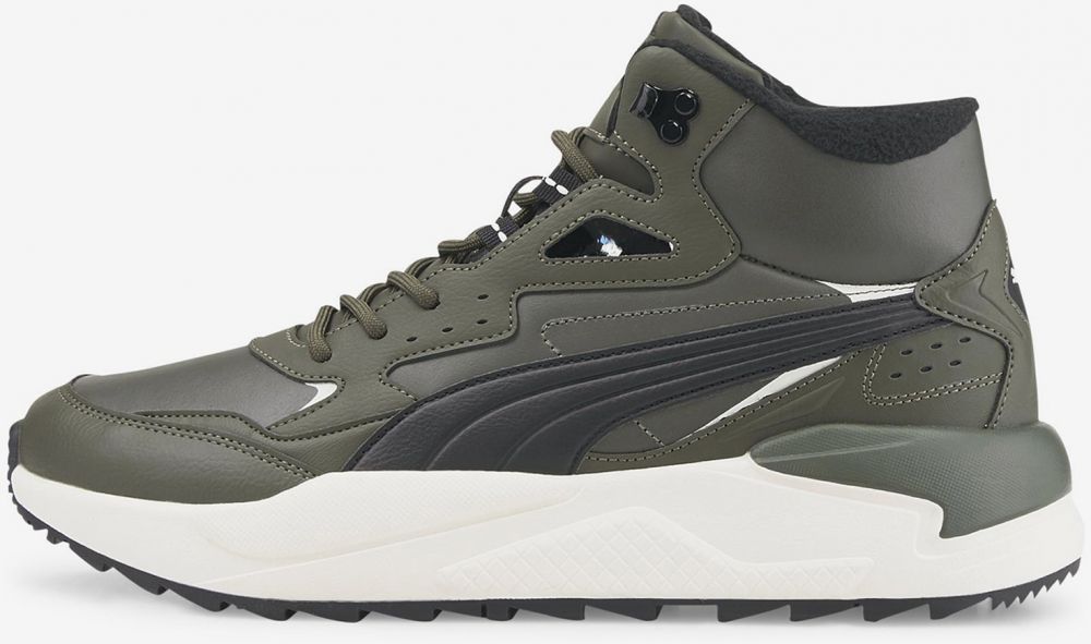 Puma X-Ray Speed Tmavo zelené členkové kožené zateplené tenisky